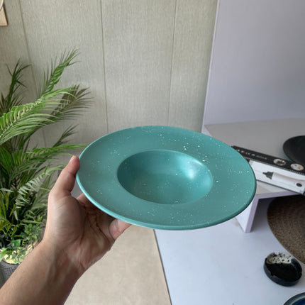 Leftover 9.5 inch Pasta Plate ( Firozi Matte with white specks )