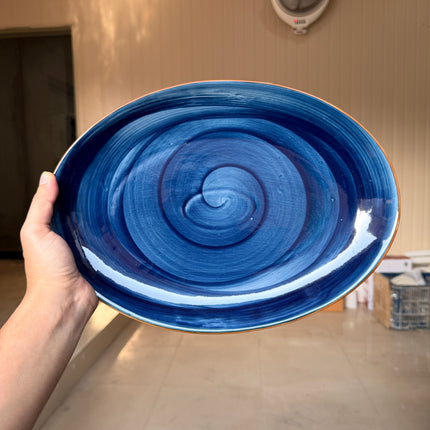 Leftover 13 inch Rimless Rice Dish ( Cobalt Blue Colorline )