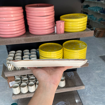 leftover 11.5"x6" YM Rectangular Platter ( Teal Colorline )