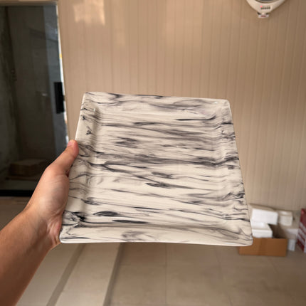 Leftover 9.5" Square Platter ( Black Marble )