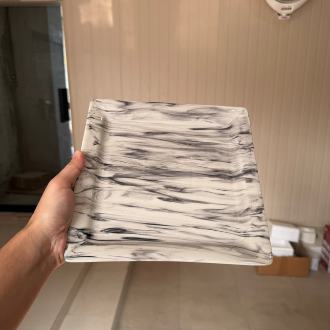 Leftover 9.5" Square Platter ( Black Marble )