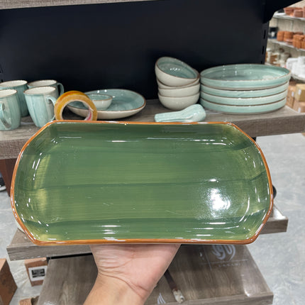 leftover 11.5"x6" YM Rectangular Platter ( Dark Green Colorline )
