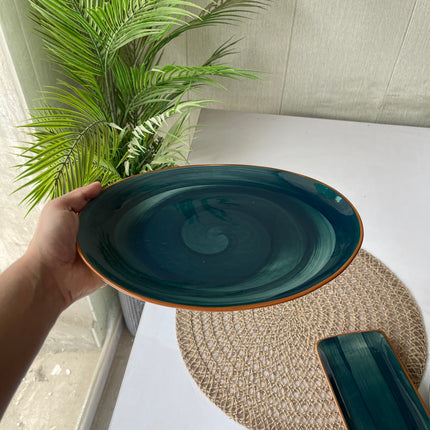 Leftover 11 inch Rimless Rice Dish ( Peacock Green Colorline )
