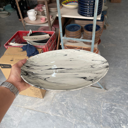 Leftover 13 inch Rimless Rice Dish ( Black Marble )
