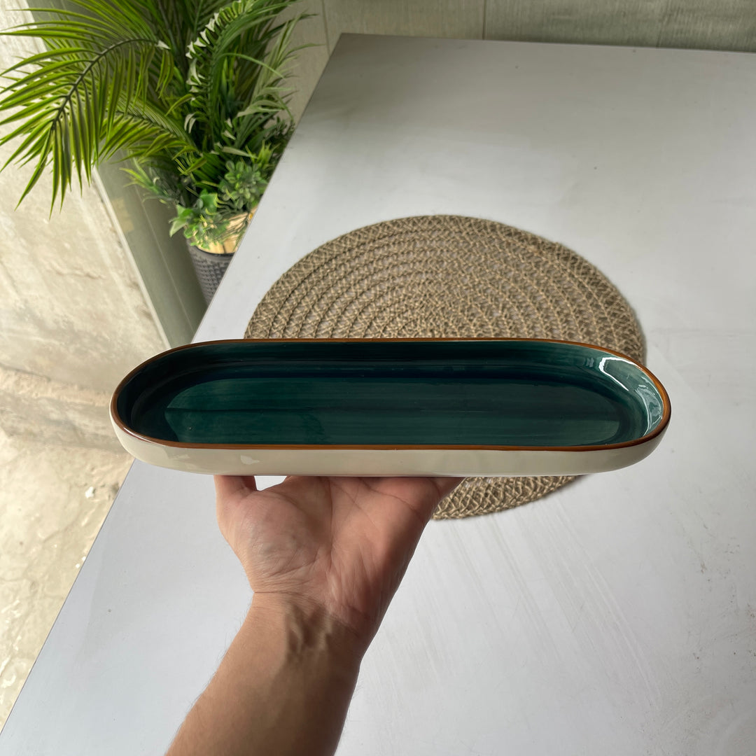 Leftover NV Oval Small Platter 12"x4.8" ( Peacock Green Colorline )