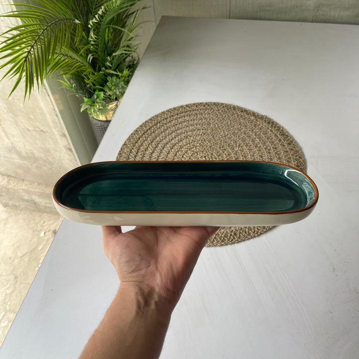 Leftover NV Oval Small Platter 12"x4.8" ( Peacock Green Colorline )