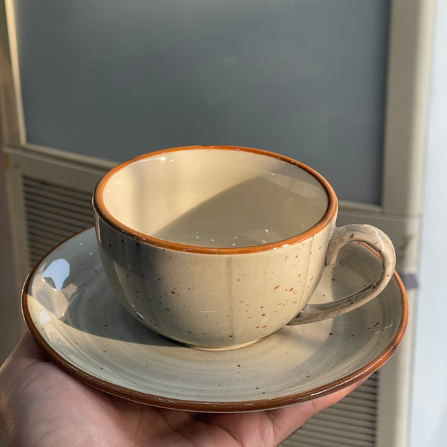 Leftover WM Cup Saucer Set (Grey Colorline ) 6 cups 6 saucers ( 220ml )