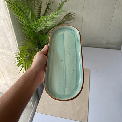 Leftover NV Oval Small Platter 12"x4.8" ( Teal Colorline )