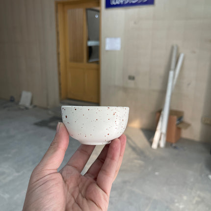 Leftover Round Sauce Ramekin Large 4cm Height x 8cm Width ( White Matte with Brown Specks )