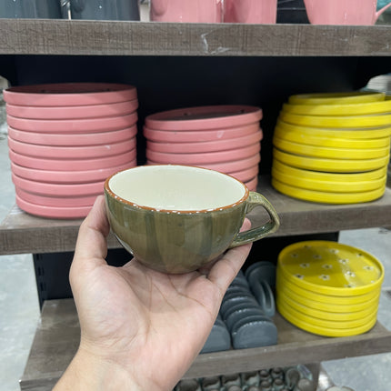 Leftover D Handle Coffee Cup Small ( Dark Green Colorline ) ( 270 ml )