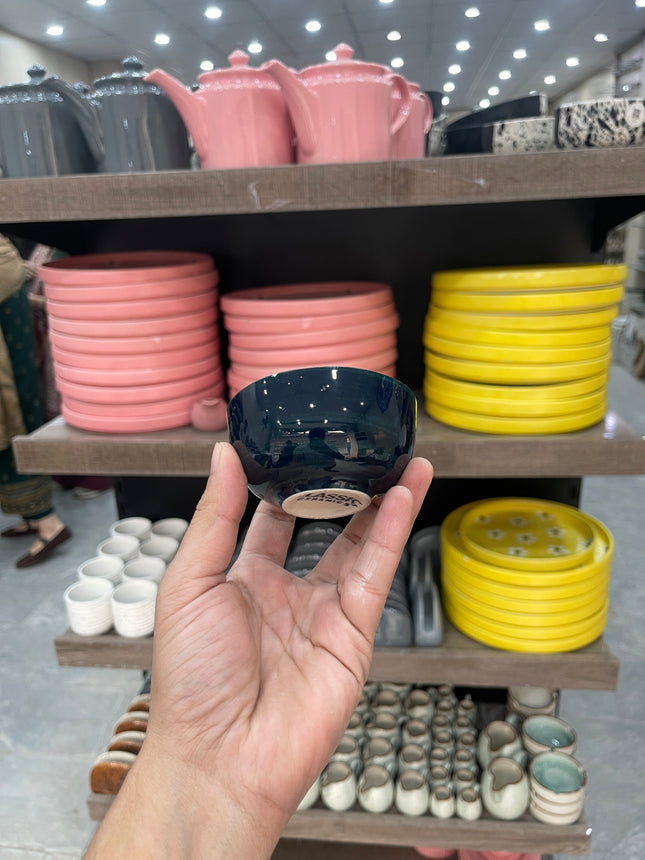 Leftover Round Sauce Ramekin Large ( Peacock Green Colorline Brown line )