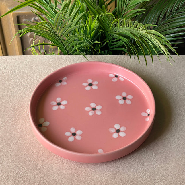 8 inch Classic Plate ( Pink Matte Floral )