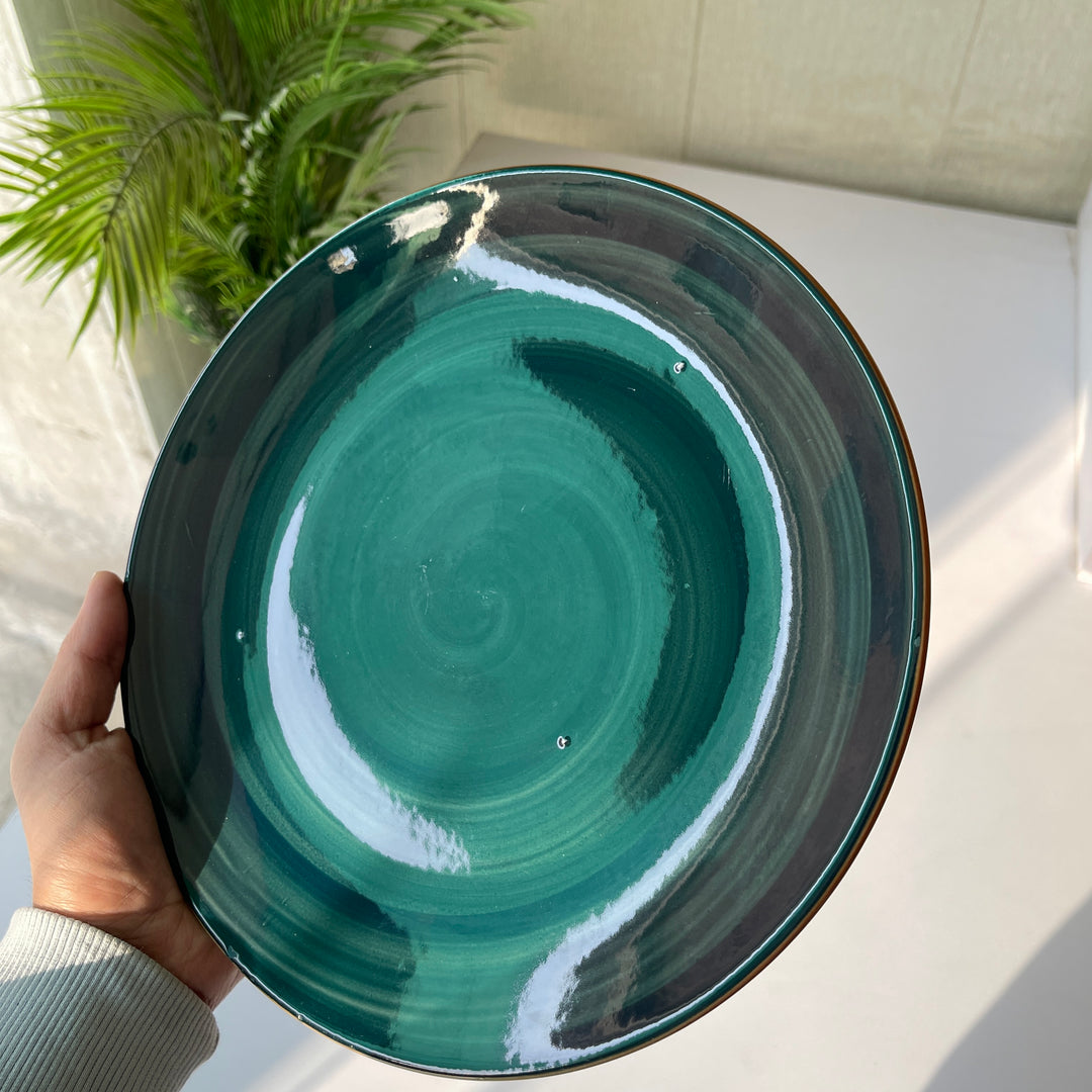 Leftover 10 inch Rimless Plate ( Peacock Green Colorline )