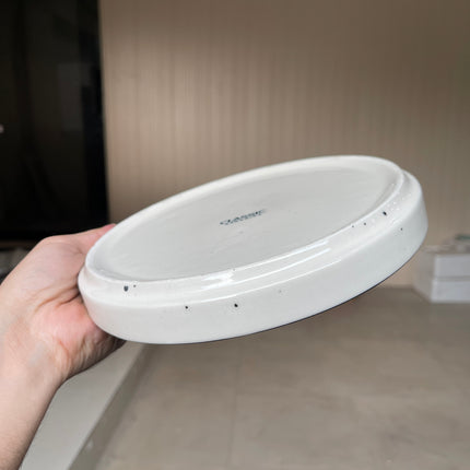 Leftover 8 inch Classic Plate ( Glossy Off-White with Black Hearts )