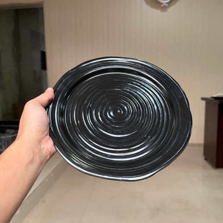 Leftover 10 inch Irregular Spiral Plate ( Textured Glossy Black )
