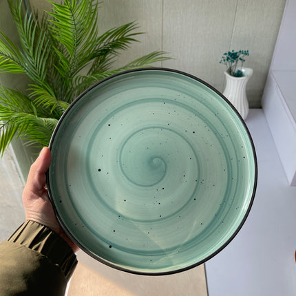 Leftover 10 inch Classic Plate ( Teal Colorline with black line )