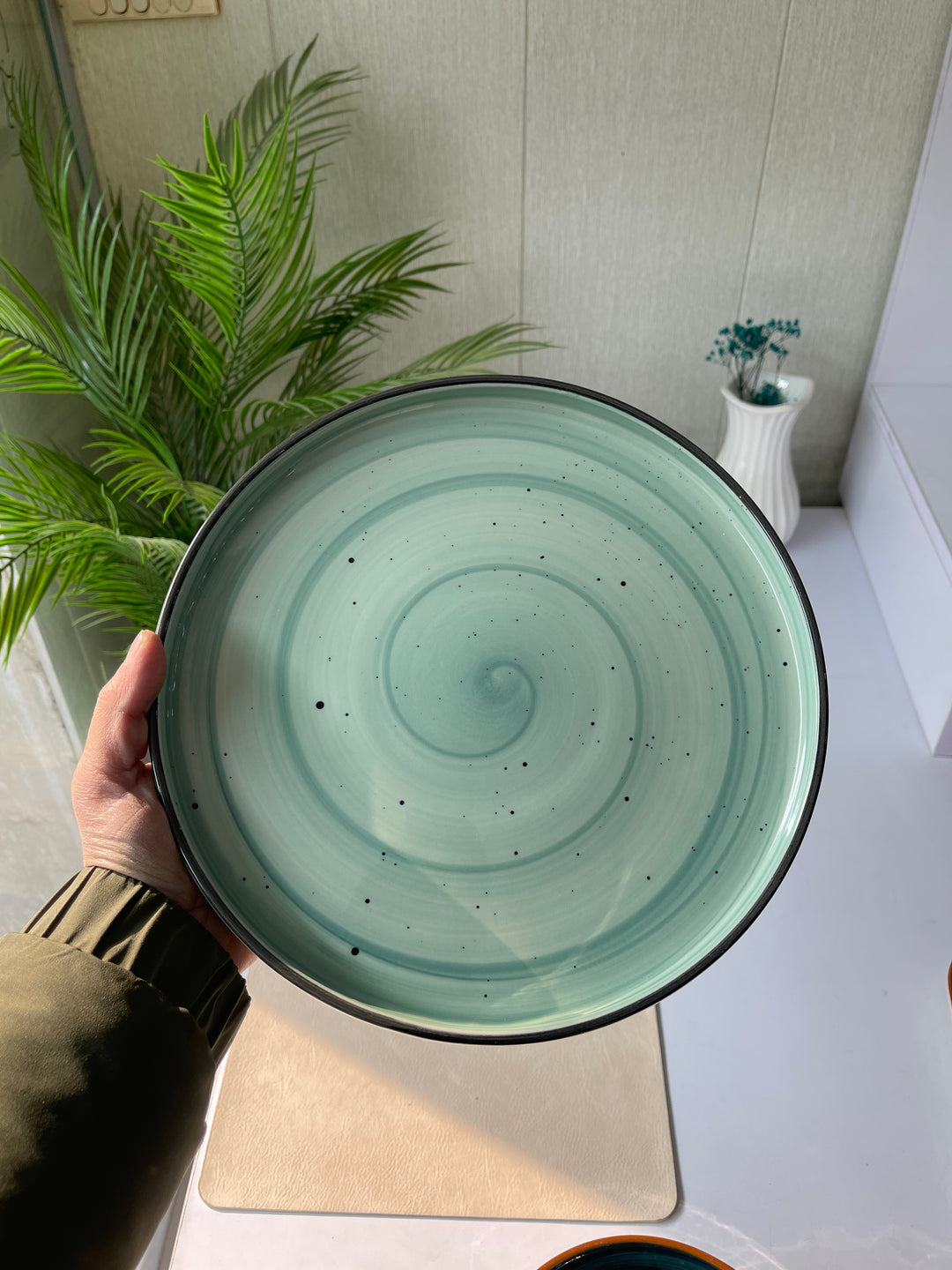 Leftover 10 inch Classic Plate ( Breeze with black rim )