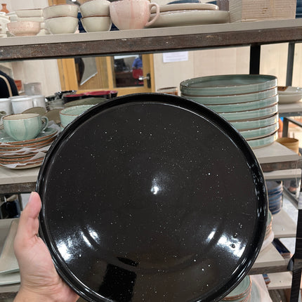 Leftover 12 inch Classic Plate ( Black Shine White Specks )