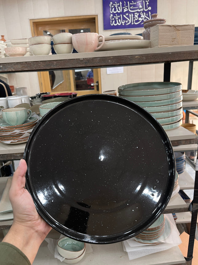 Leftover 12 inch Classic Plate ( Black Shine White Specks )