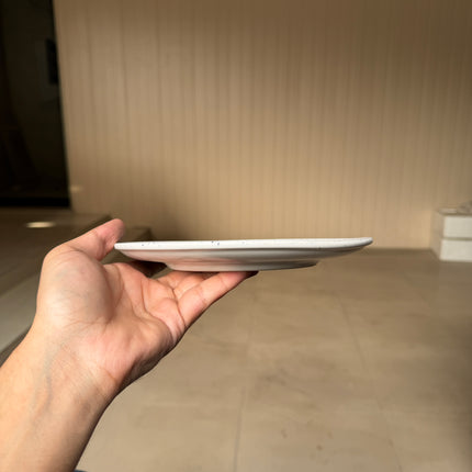 Leftover 8 inch Rimless Plate ( White Matte with Black Specks )