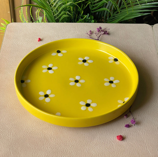 8 inch Classic Plate ( Yellow Matte Floral )