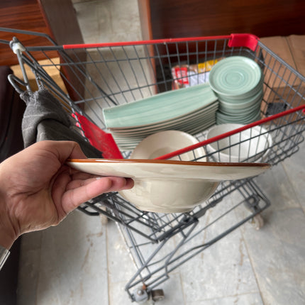 Leftover 9.5 inch Pasta Plate ( Glossy Off-White with Brown Line )