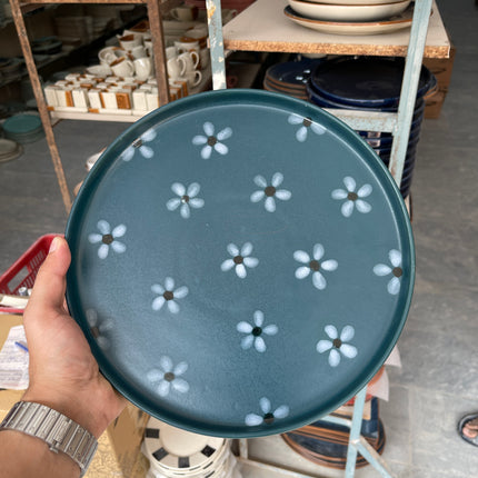 Leftover 10 inch Classic Plate ( Peacock Green Matte Floral )