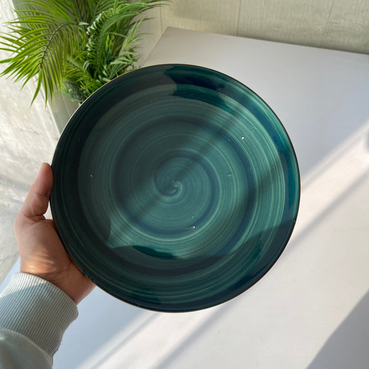 Leftover 10 inch Rimless Plate ( Peacock Green Colorline )