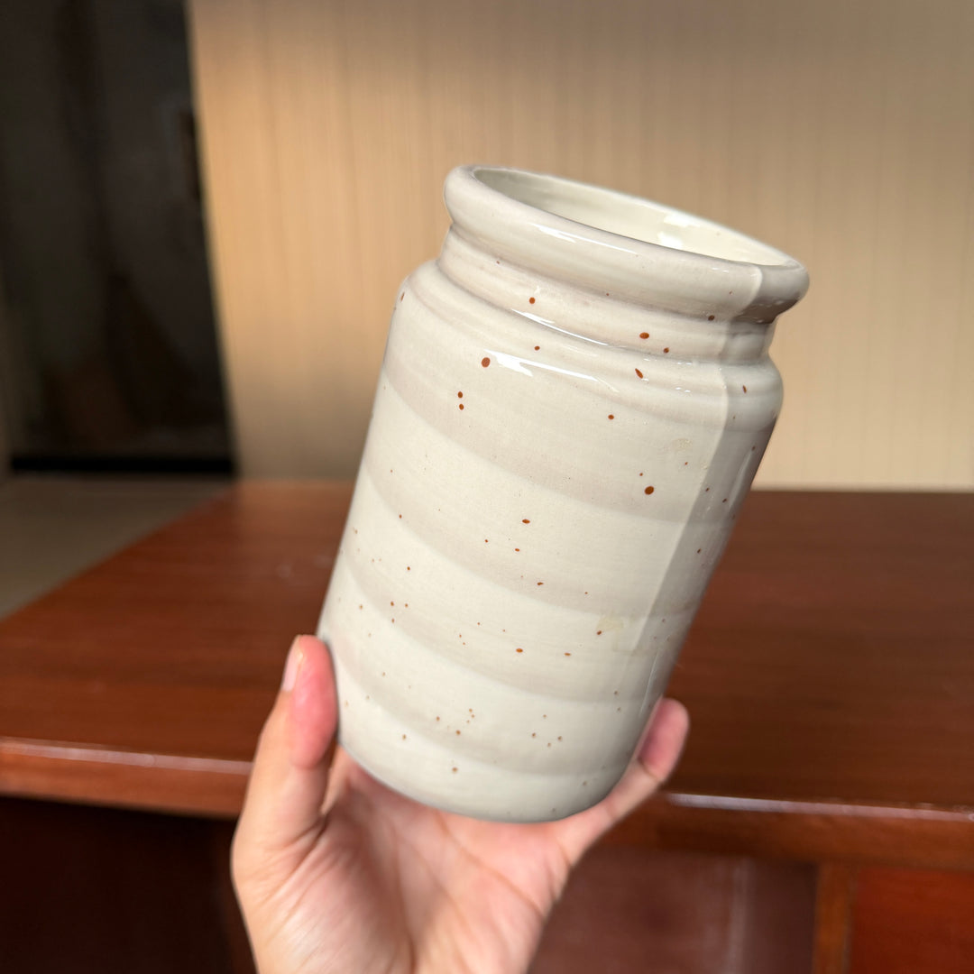Leftover Medium Ceramic Candy Jar ( Ash ) ( 1000 ml ) ( NOT Airtight )