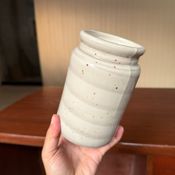Leftover Medium Ceramic Candy Jar ( Ash ) ( 1000 ml ) ( NOT Airtight )