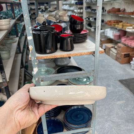 Leftover 8 inch Deep Classic Plate ( Glossy Off-White with Brown Specks )