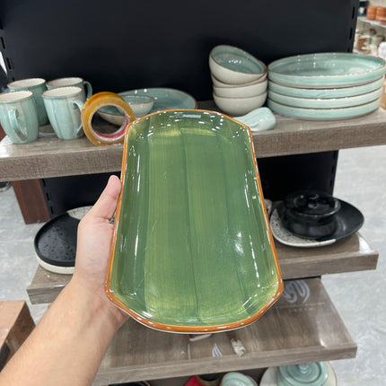 leftover 11.5"x6" YM Rectangular Platter ( Dark Green Colorline )