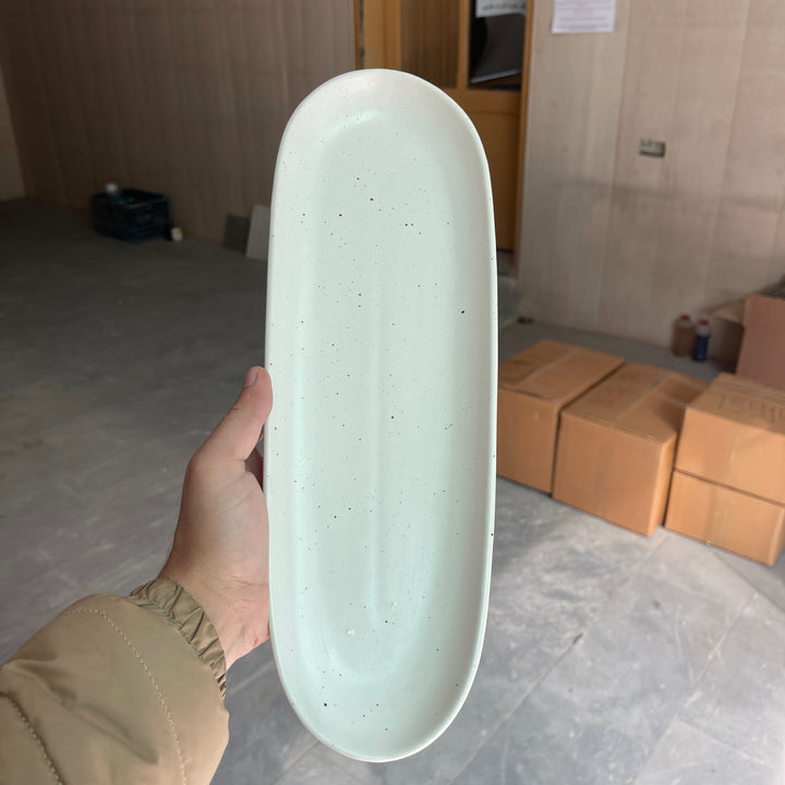 Leftover Oval Serving Platter ( 15"x5" Snow Cocoa )