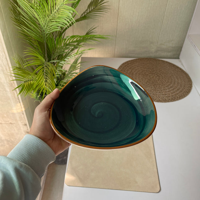 Leftover 9.5"x8" Triangular Platter Small ( Peacock Green Colorline )