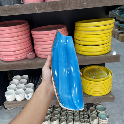 Leftover Curved Serving Platter Large (16"x5" Blue Colorline )