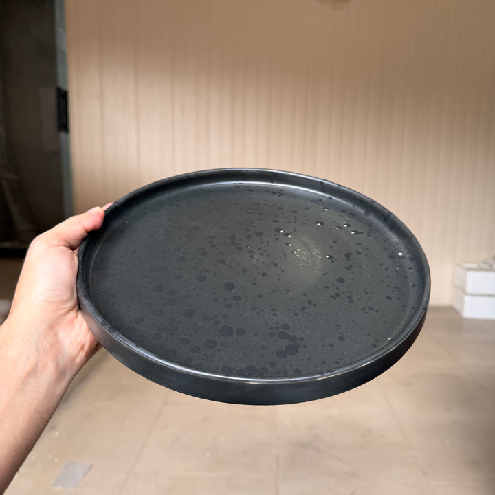 Leftover 10 inch Classic Plate ( Dull Black Matte with Glossy Black Specks )