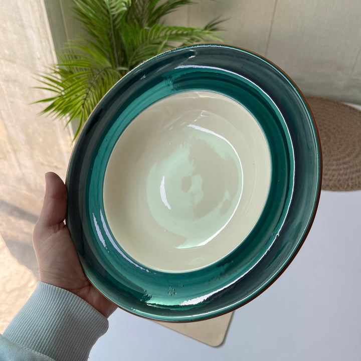 Leftover 9 inch Deep wide Plate ( Peacock Green Colorline )
