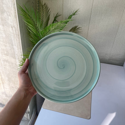 Leftover 10 inch Pebble Edge Plate ( Teal Colorline with Teal Rim, NO Specks )