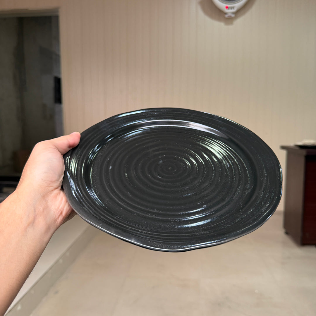 Leftover 10 inch Irregular Spiral Plate ( Textured Glossy Black )
