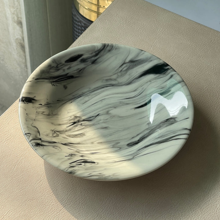 8 inch Deep Gravy Plate ( Black Marble )