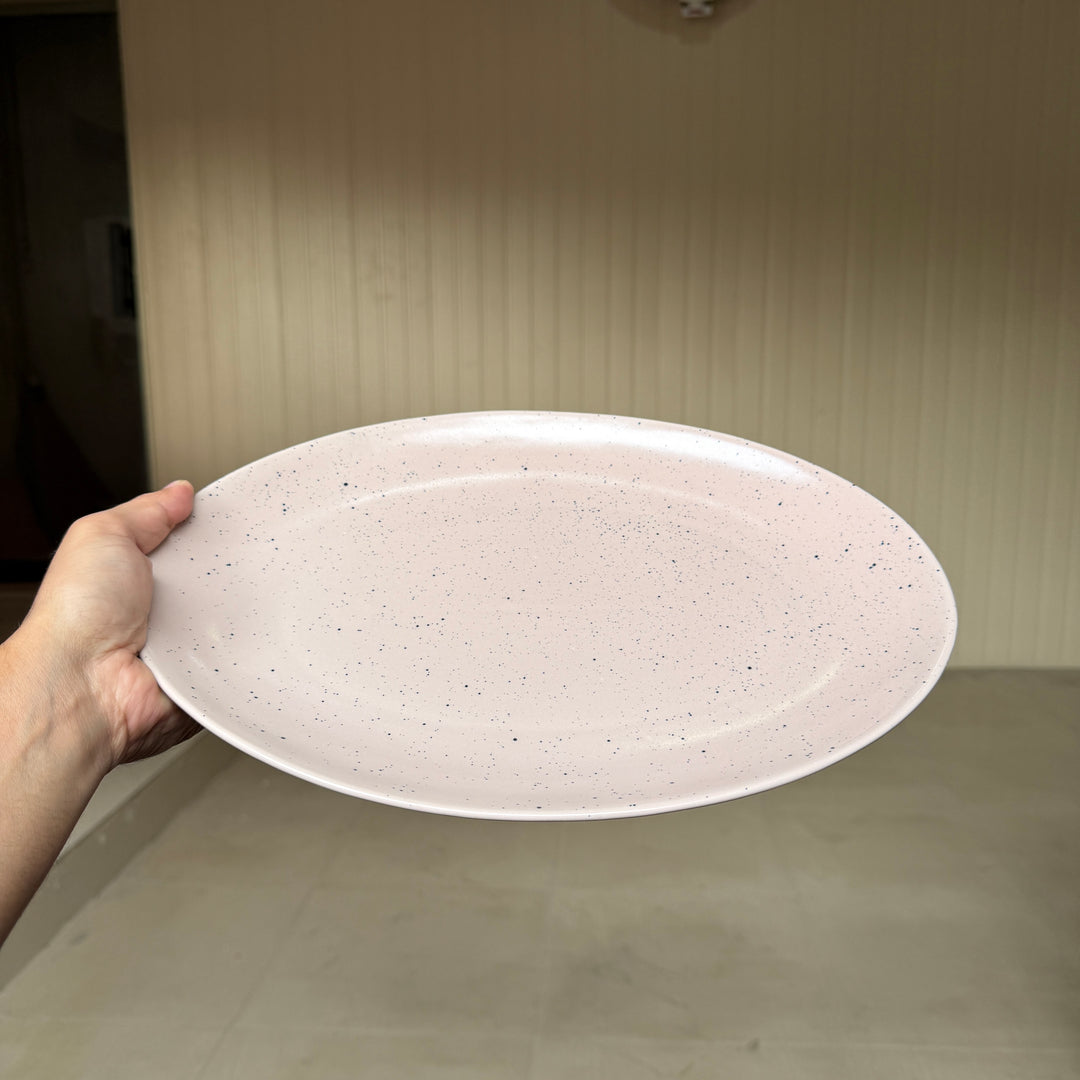 Leftover 13 inch Rimless Rice Dish ( Old Rose Matte with Black Specks )