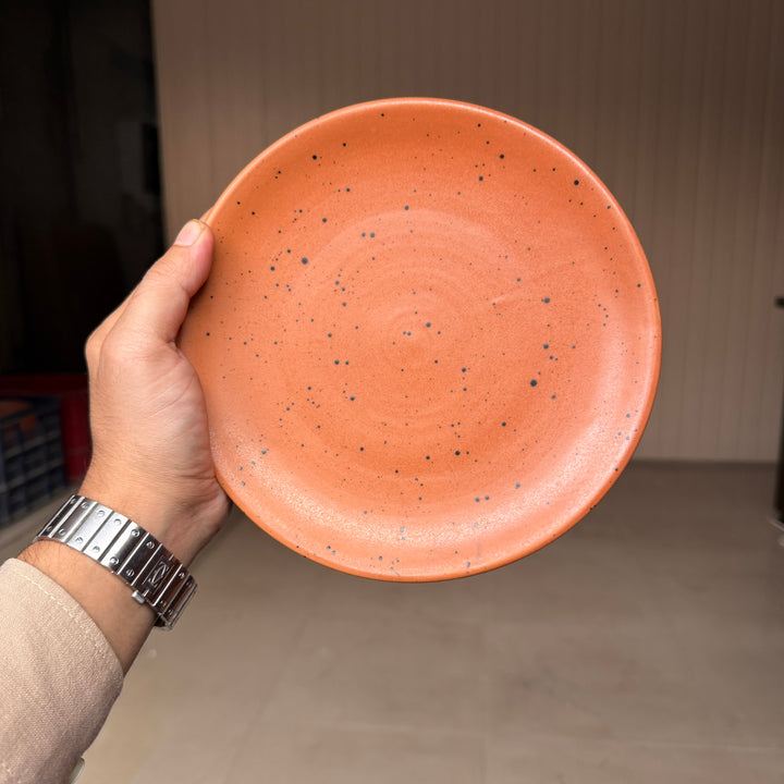 Leftover 8 inch Rimless Plate ( Terracotta matte with black specks ) ( Set of 6 )