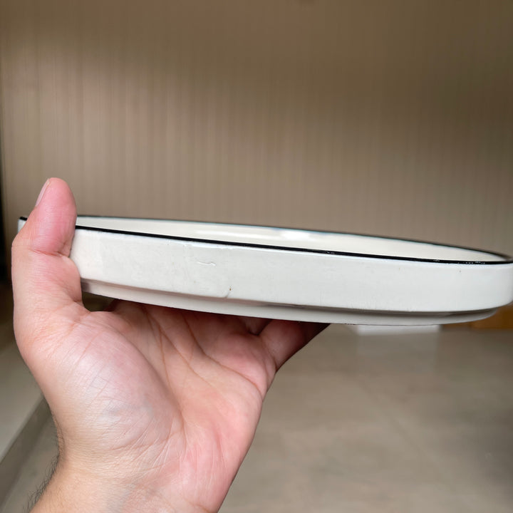 Leftover 10 inch Classic Plate ( Glossy Off-White with Black Hearts )
