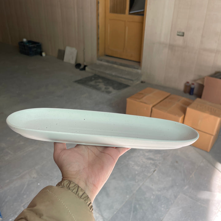 Leftover Oval Serving Platter ( 15"x5" Snow Cocoa )