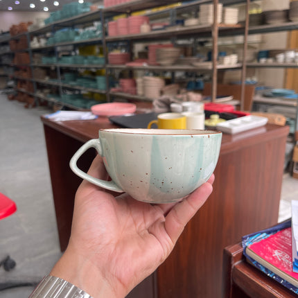 Leftover D Handle Coffee Cup ( Teal Colorline ) ( 270 ml )