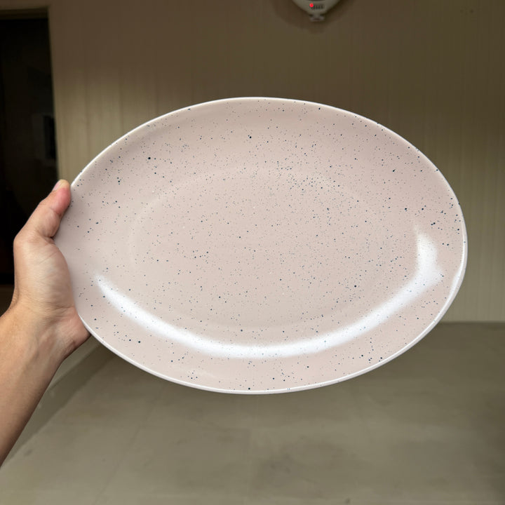 Leftover 13 inch Rimless Rice Dish ( Old Rose Matte with Black Specks )
