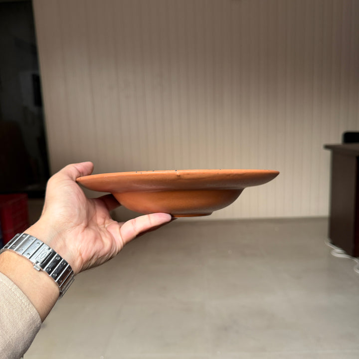 Leftover 9 inch Deep wide Plate ( Terracotta matte with black specks )