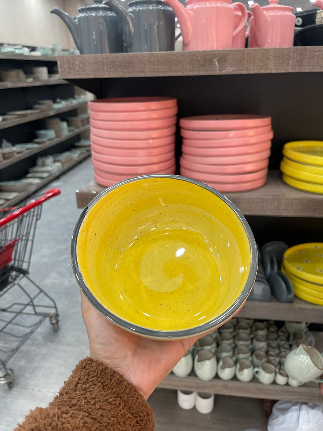 Leftover 6 inch Curved Cut Bowl ( Yellow colorline )