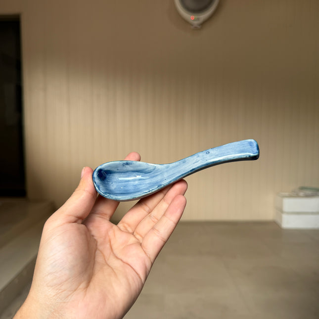 Leftover Ceramic Soup Spoon ( Cobalt Blue Colorline )