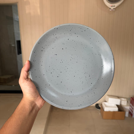 Leftover 10 inch Rimless Plate ( Grey Matte with Black Specks )